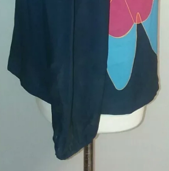 Ann Taylor Loft S Ruffle Flowy Blouse Blue Red Flo - Picture 5 of 5